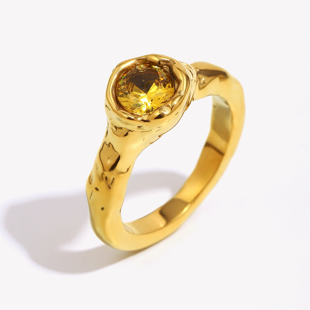 Wholesale Gold-plated white stone thin ring